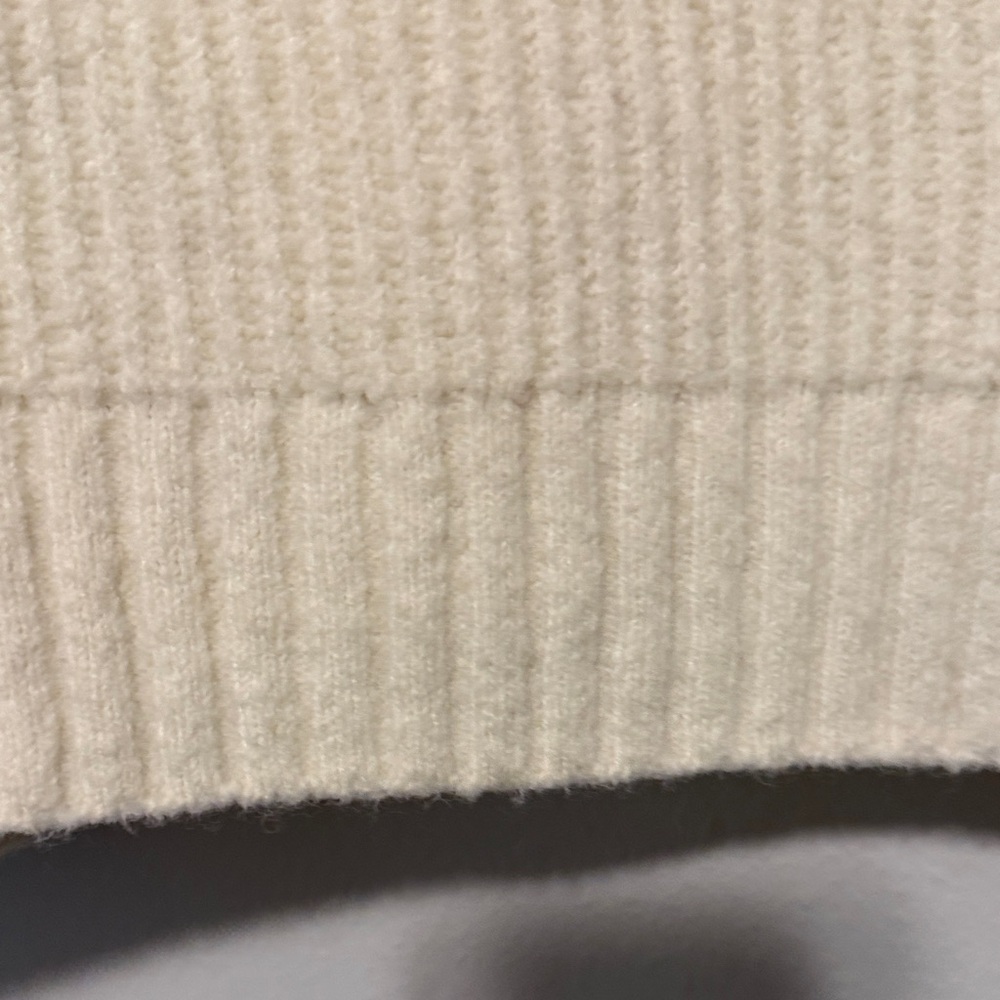 Talbots Cream Ribbed Henley Sweater Top with Beautiful Rhinestone Buttons - Picture 6 of 10